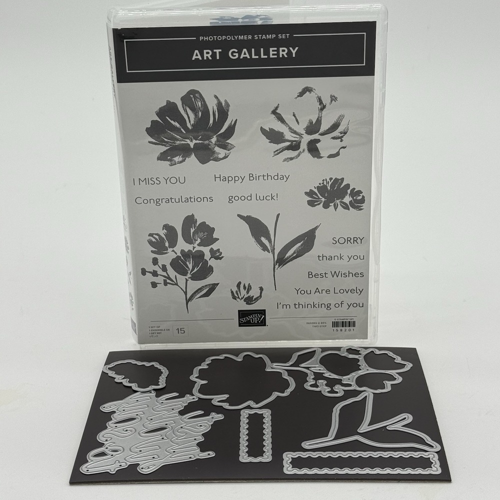 Stampin Up Art Gallery Stamp & Die Set Good Luck Sorry Best Wishes Birthday NEW